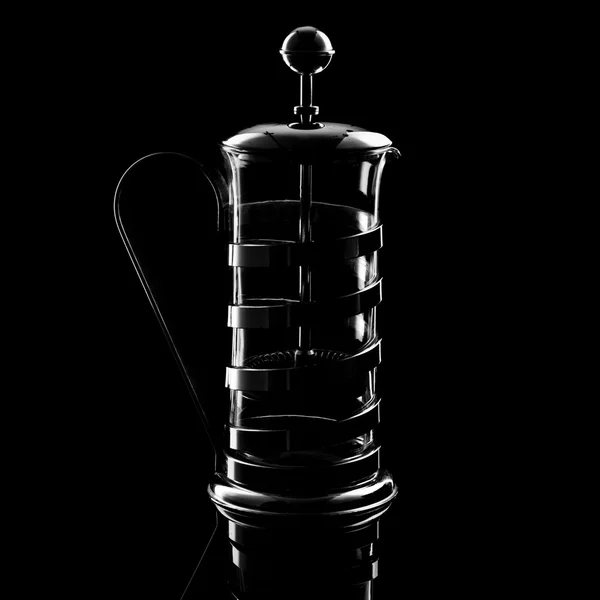 Glass Small Coffee Maker. Black Background.