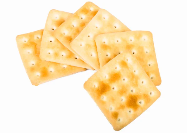 Reihe von Crackern isoliert auf weißem Hintergrund — Stockfoto