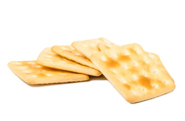 Set di cracker isolati su sfondo bianco — Foto Stock