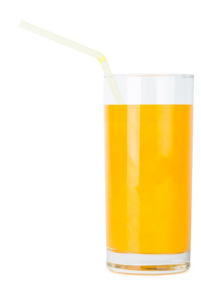 Copo de suco de laranja com palha — Fotografia de Stock