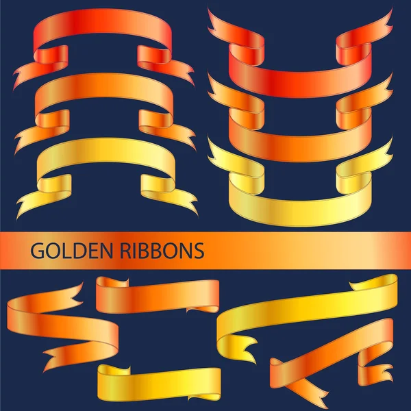 Golden, red, yellow ribbons — Stock Vector