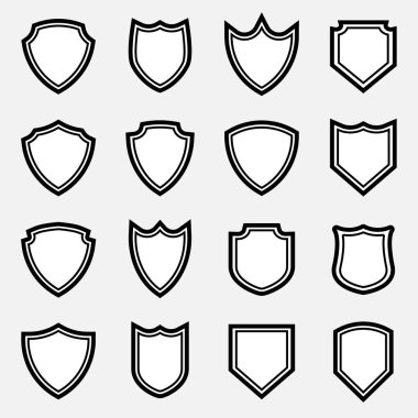 Kalkan Rozet Koleksiyon Seti. Zarif Amblem ve Heraldik Crest Simgeleri Paketi.