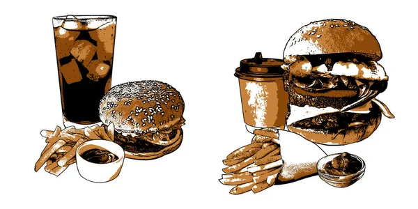 İçkili fast food seti.