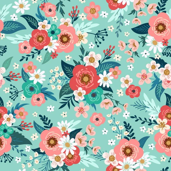 Conception d'impression de mode florale pour robe de printemps — Image vectorielle