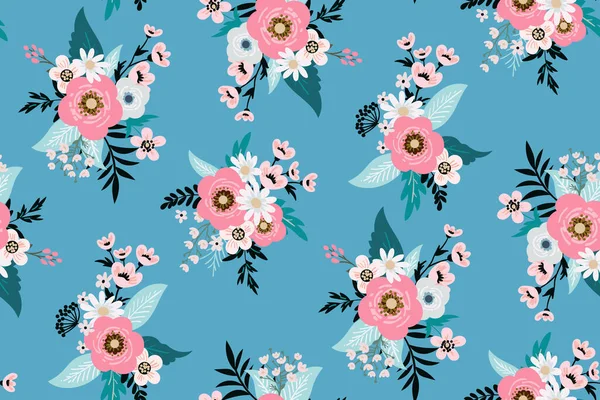 Diseño de impresión de moda floral para vestido de primavera — Vector de stock