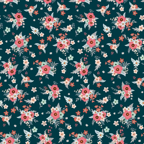 Conception d'impression de mode florale pour robe de printemps — Image vectorielle