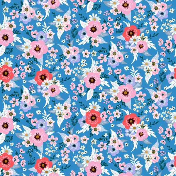 Diseño de impresión de moda floral para vestido de primavera — Vector de stock