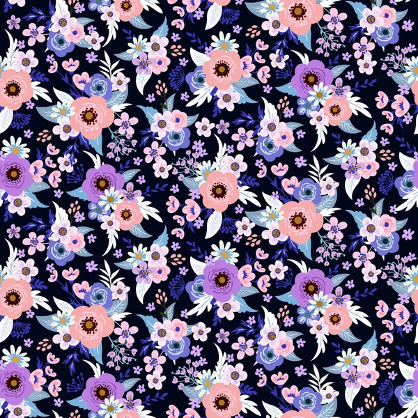 Conception d'impression de mode florale pour robe de printemps — Image vectorielle