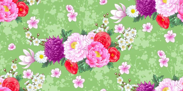 Seamless pattern with peonies — Stock Vector