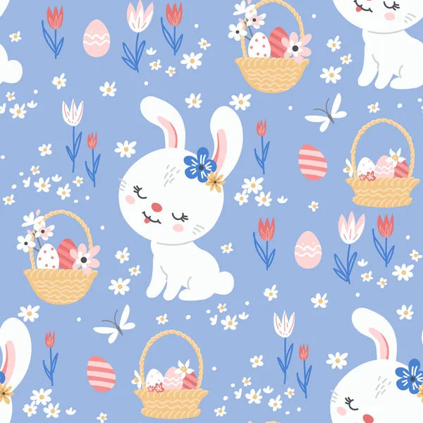 Spring easter background with bunnies — Stock Vector