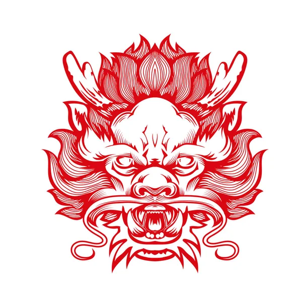 Grafisch hoofd van de Chinese draak — Stockvector