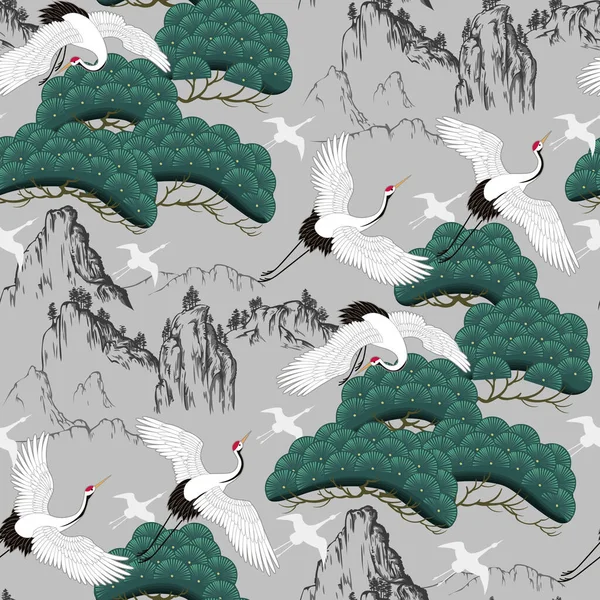 Japon vinçleri ile kusursuz desen