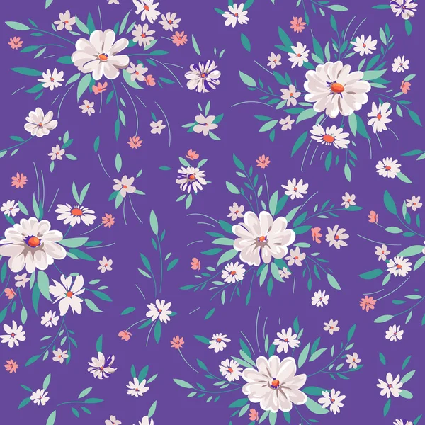 Motif Floral Printanier Sans Couture Avec Marguerites — Image vectorielle