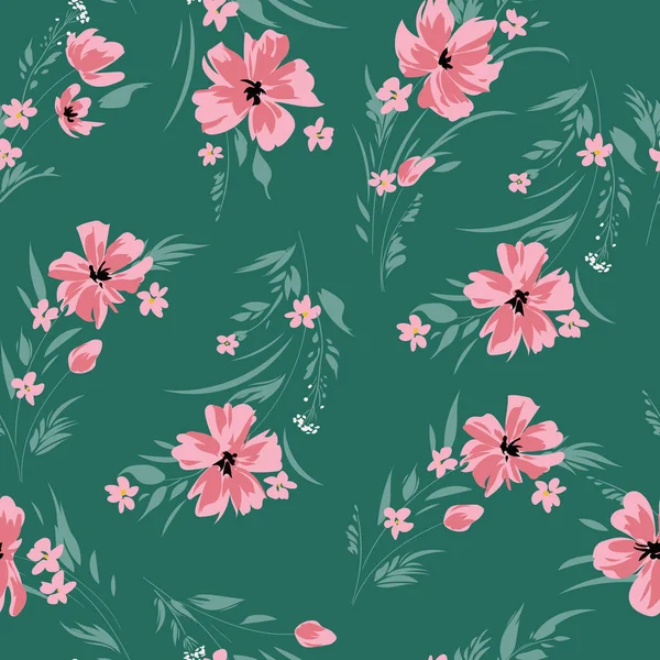 Motif Floral Printanier Sans Couture Avec Marguerites — Image vectorielle