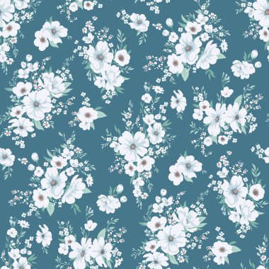 Beyaz çiçekli kusursuz yay vektör deseni