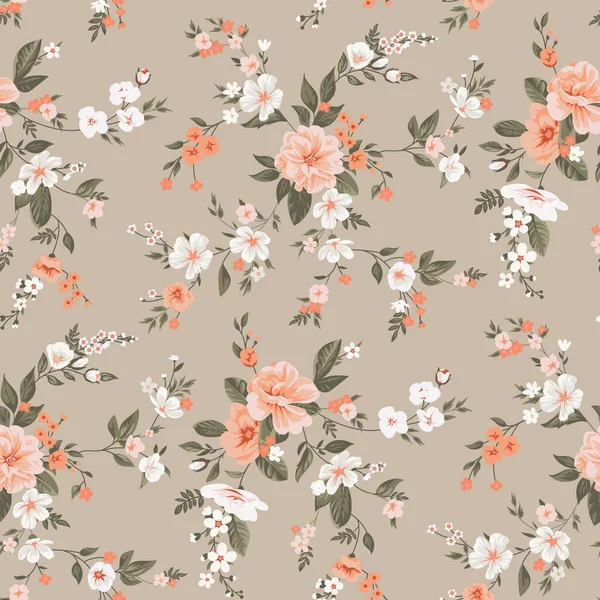 Seamless floral pattern with 1 — Stockvector