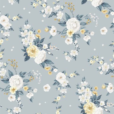 Bahar çiçekleriyle kusursuz desen