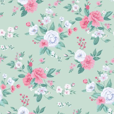 Bahar çiçekleriyle kusursuz desen