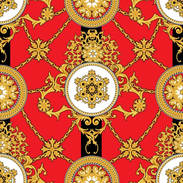 Altın arabesk ve zincirlerle dekoratif arka plan — Stok Vektör