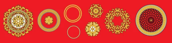 Ensemble de rosettes dorées 1 — Image vectorielle