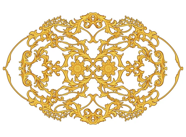 Arabesco dourado com floral — Vetor de Stock