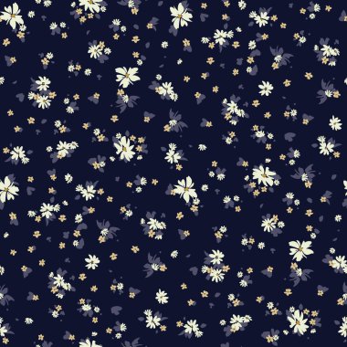 Seamless spring floral pattern with daisies for dress