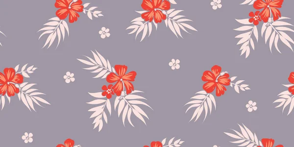 夏装面料用棕榈叶无缝制热带花卉背景 — 图库矢量图片