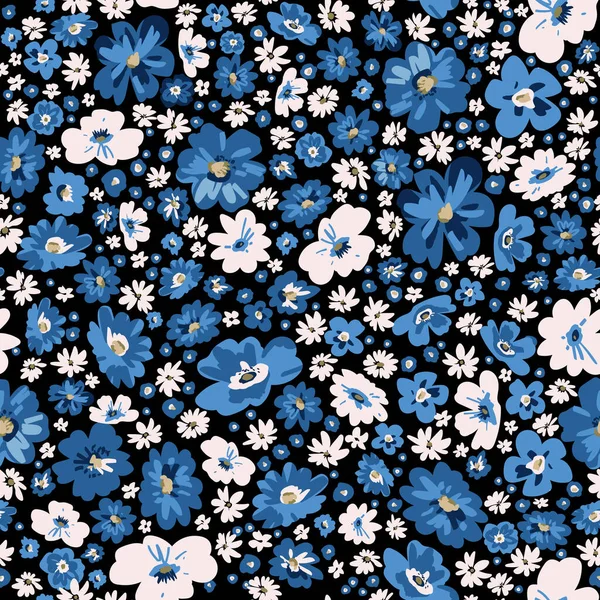 Fond d'été floral sans couture. Pré vectoriel fleurs mignonnes — Image vectorielle