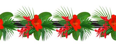 Ev dekorasyonu için kırmızı çiçekli pürüzsüz sınırlar