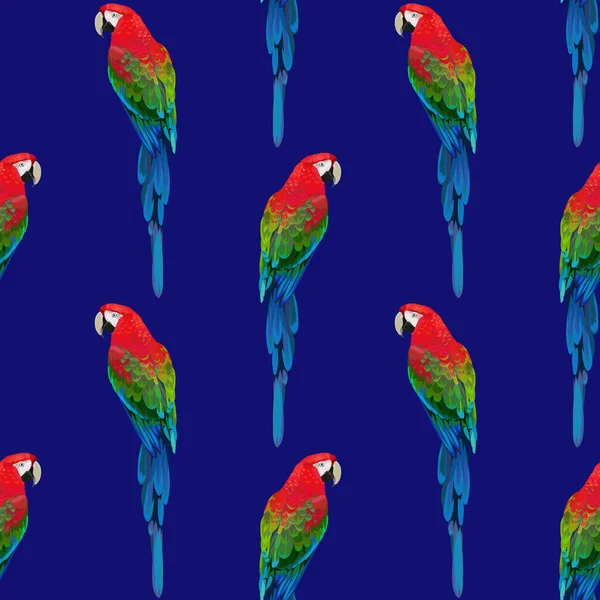 Kırmızı papağanlarla kusursuz desen — Stok Vektör