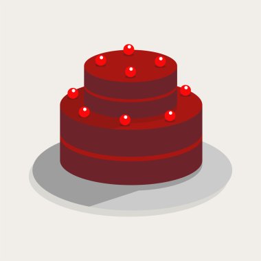 Kek İllüstrasyon. Hassas arka planda sevimli vektör. Grafik vektörü. Düğün pastası.