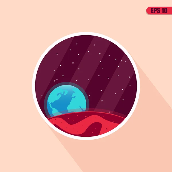 Paisaje espacial: estrellas, planetas, cometas, ovni, polvo de estrellas. Ilustraciones planas vectoriales y fondo. Diseño plano vectorial . — Foto de Stock