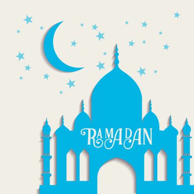 Ramazan vektör tebrik kartı Camii silueti ile. Vektör çok renkli kesintisiz arka plan. Ramazan Kareem.