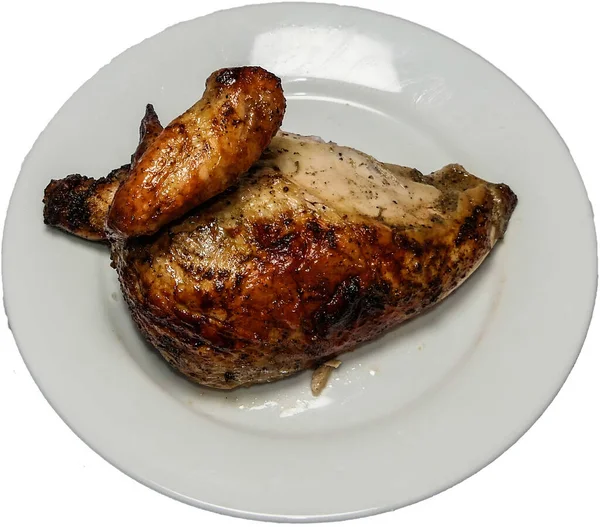 Pollo Brasa 白色背景的烤鸡 — 图库照片