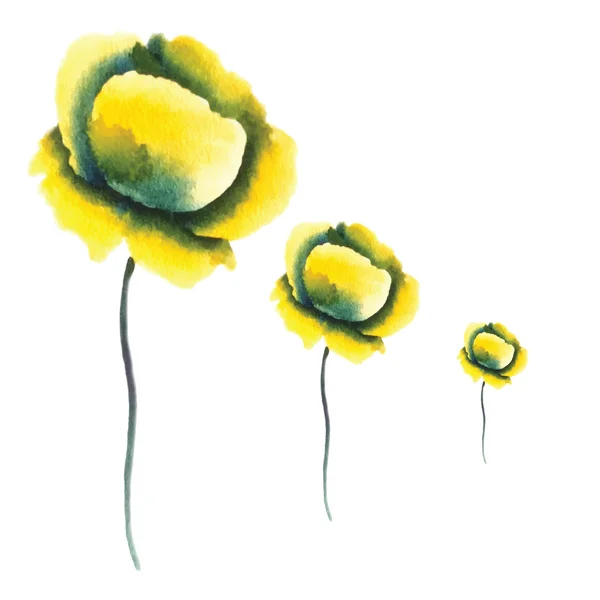 Εικόνα με τρεις κίτρινο λουλούδι — Διανυσματικό Αρχείο
