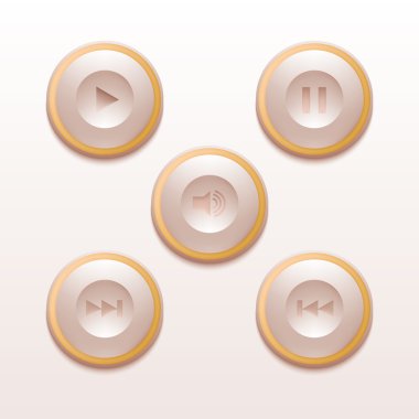 Modern bir tarzda media player düğmeleri