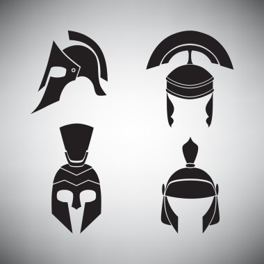 Set of helmets of different periods. clipart