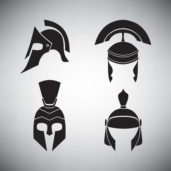 Набор шлемов разных периодов . — стоковый вектор