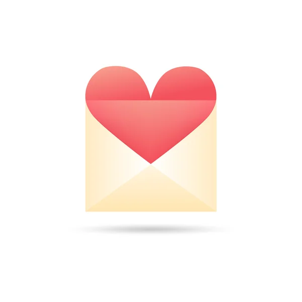 Pictogram liefdesbrief. Brief met hart. — Stockvector