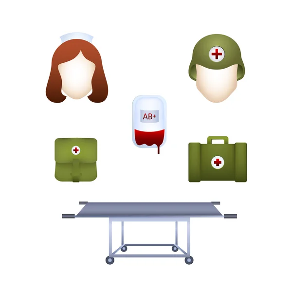 Imágenes sobre medicina militar . — Vector de stock