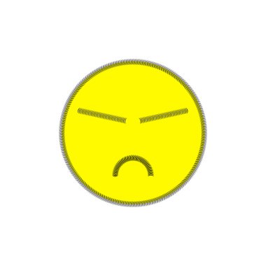 Beyaz bir arka plan gülümseme. Kızgın bir yüz.