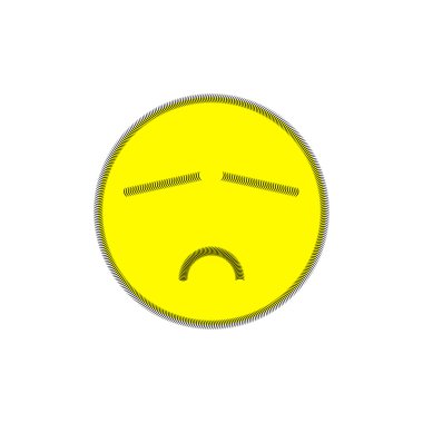 Beyaz bir arka plan gülümseme. Üzgün yüz.