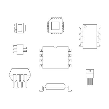 Beyaz bir arka plan üzerinde fiş bir dizi.