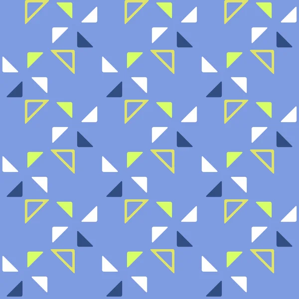 Patrón geométrico sin costuras con triángulos sobre fondo azul . — Vector de stock