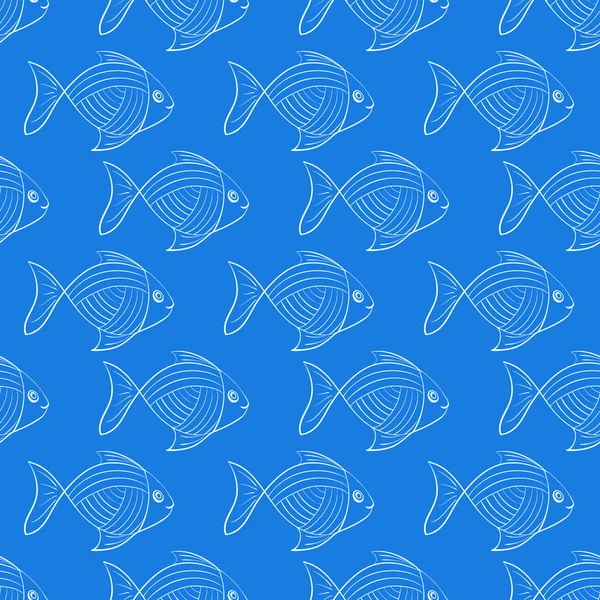 A minta, a hal, a kék háttér. — Stock Vector
