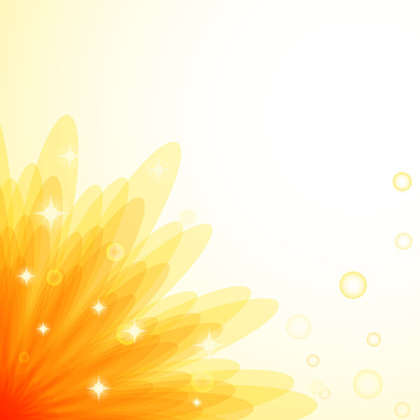 Bright sunny flower on a light background.