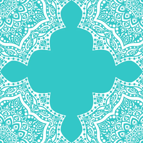 White lace on turquoise background. — Stock Vector