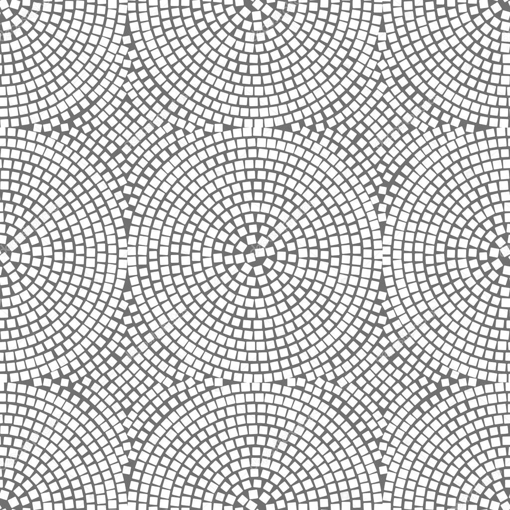 Abstract seamless pattern with circles of mosaic.