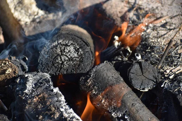 Firewood Fire Smoke — Stock Photo, Image