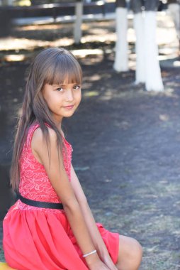 Kız çocuk parkında oynuyor